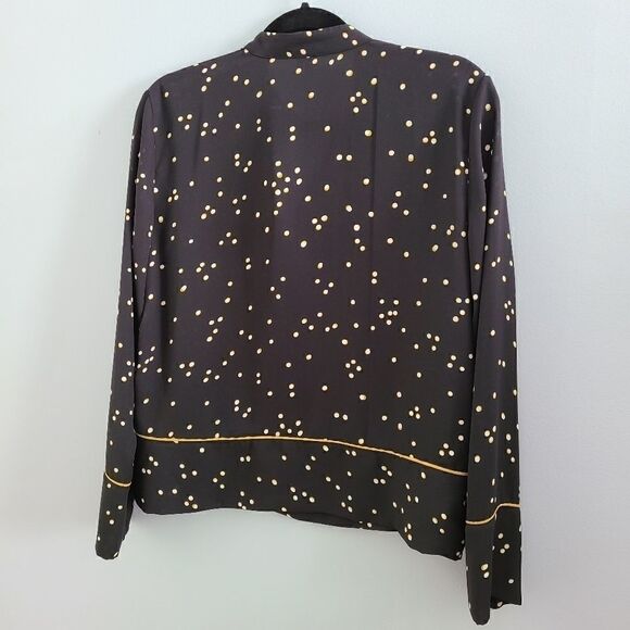 H&M Black and Yellow Pajama Style Blouse sz 2 - Picture 2 of 4